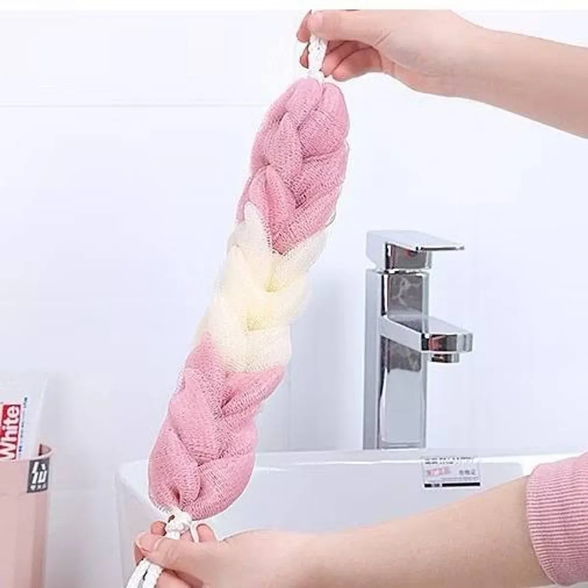 Bông tắm dài tạo bọt dạng xoắn ốc có dây treo