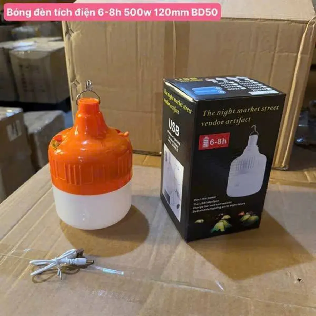 [50] Bóng đèn tích điện 500W hàng chuẩn Đèn led sạc tích điện có móc treo
