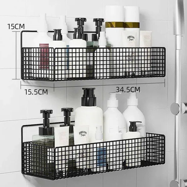 Kệ Lưới Nhà Tắm Dán Tường Để Đồ Đa Năng Thép Sơn Tỉnh Điện(Kèm dán)