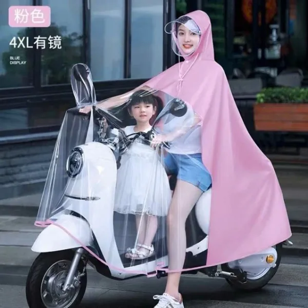 [50] Áo Mưa Cánh Dơi Nửa Trước Trong Suốt Cho Mẹ và Bé