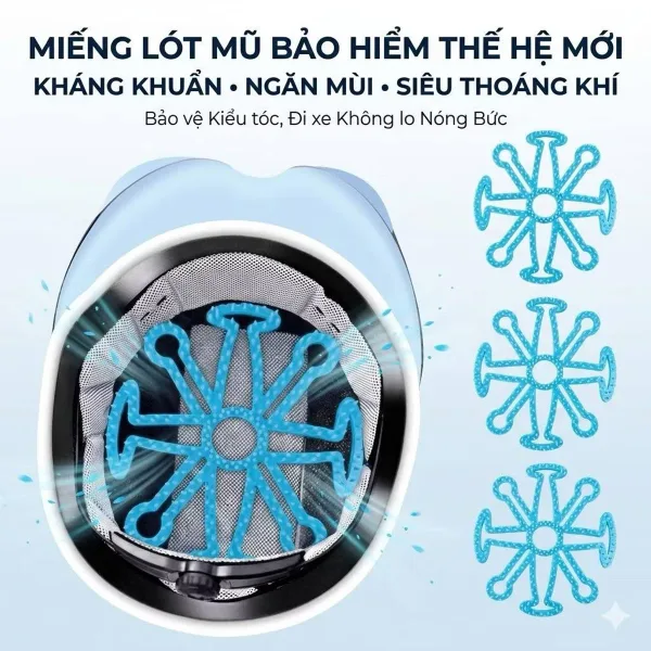Miếng Lót Mũ Bảo Hiểm Silicon 8 Nhánh Chống Xẹp Tóc